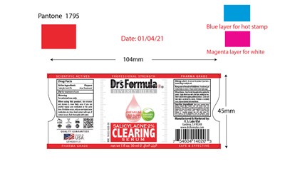 14020 acne serum label.jpg Label - 14020 acne serum label